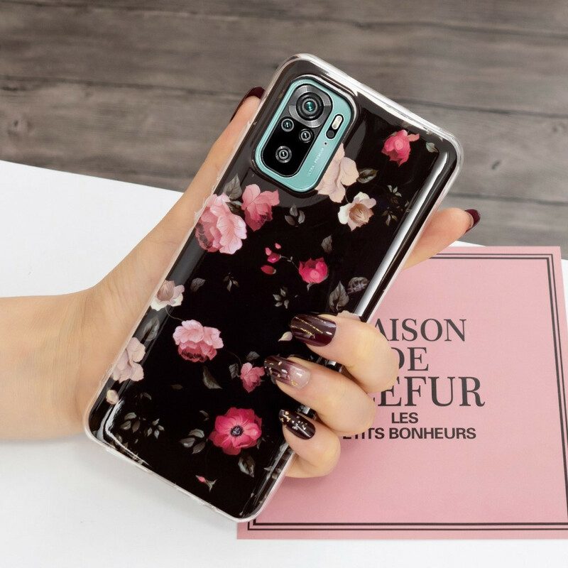 Cover Poco M5s Fiori Liberty Fluorescenti