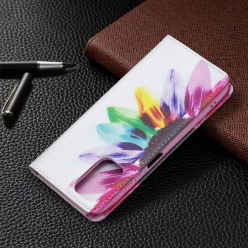 Folio Cover Poco M5s Custodia in pelle Fiore Dell'acquerello