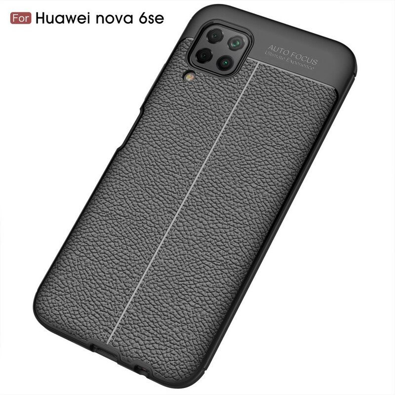 Cover Huawei P40 Lite Doppia Linea Litchi Effetto Pelle