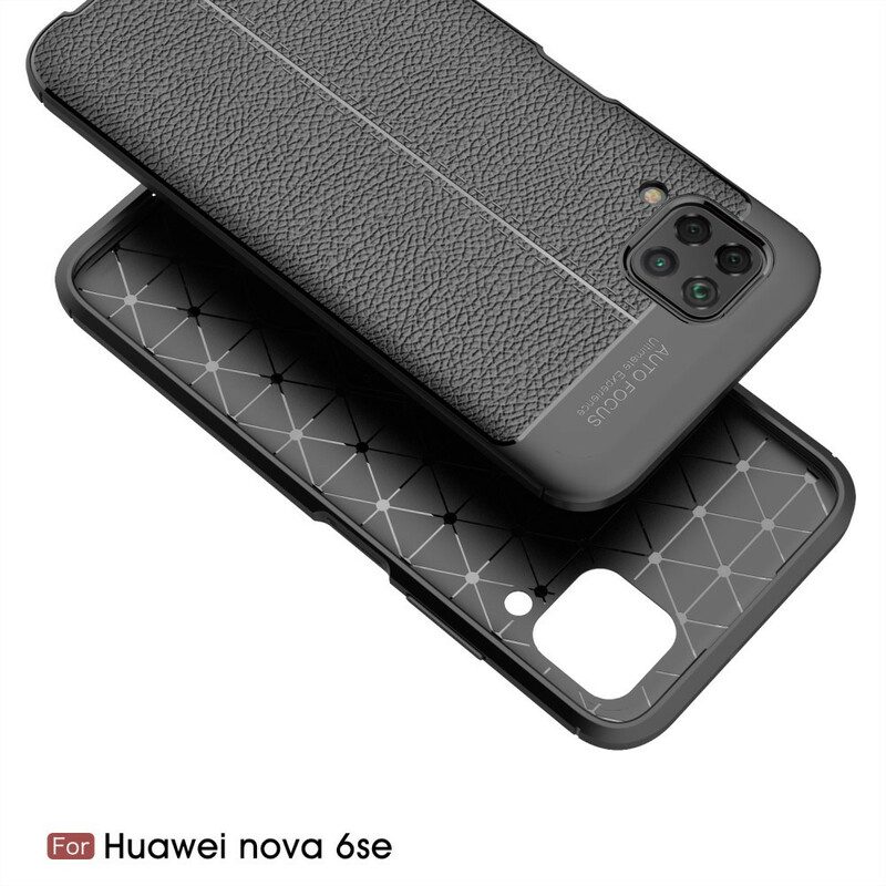 Cover Huawei P40 Lite Doppia Linea Litchi Effetto Pelle