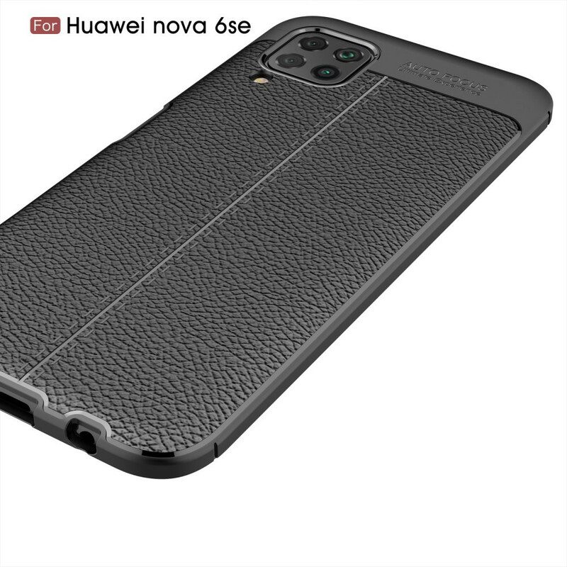 Cover Huawei P40 Lite Doppia Linea Litchi Effetto Pelle