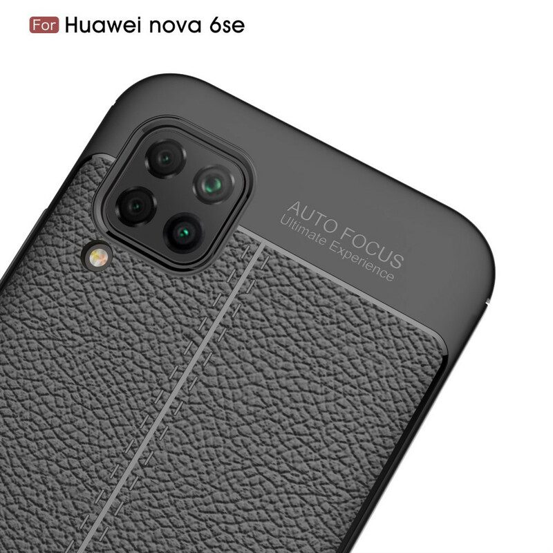 Cover Huawei P40 Lite Doppia Linea Litchi Effetto Pelle