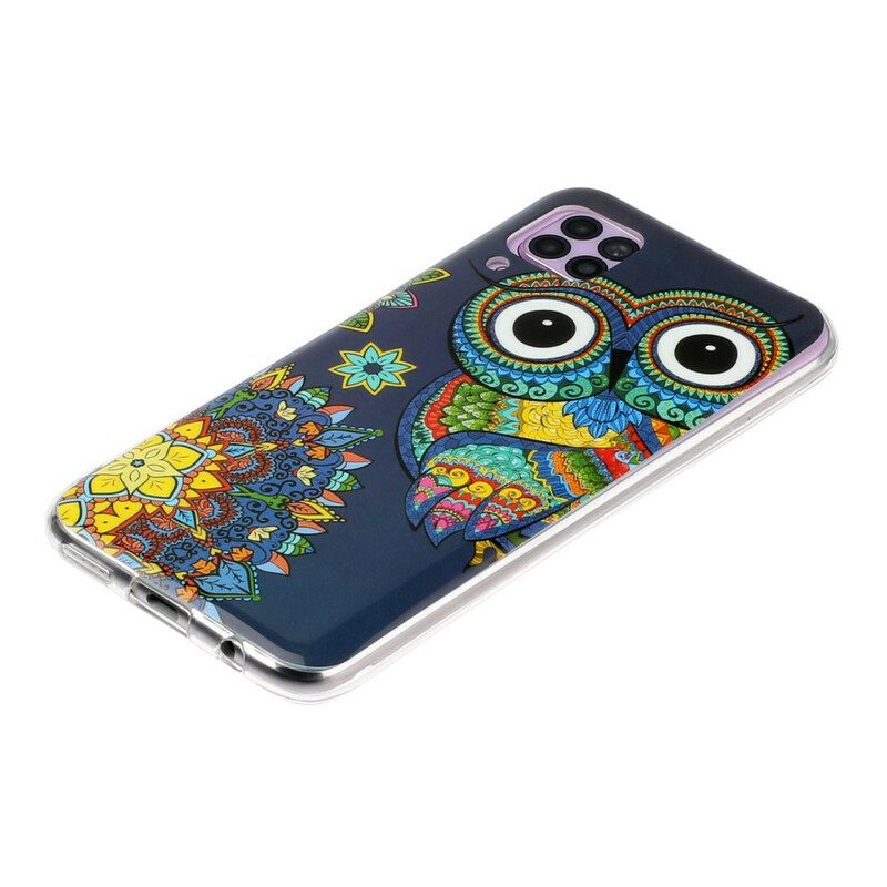 Cover Huawei P40 Lite Mandala Gufo Fluorescente