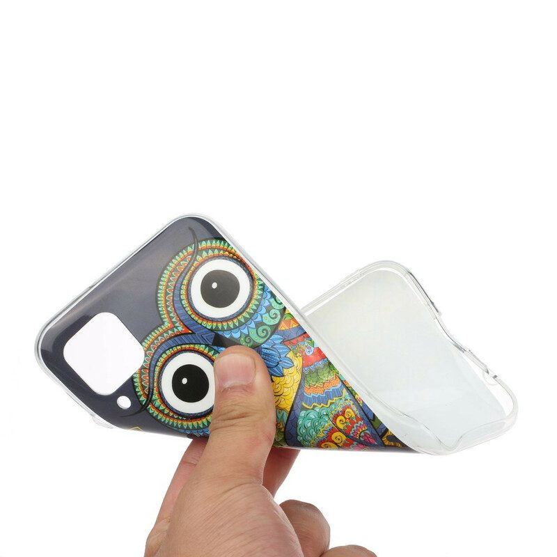 Cover Huawei P40 Lite Mandala Gufo Fluorescente