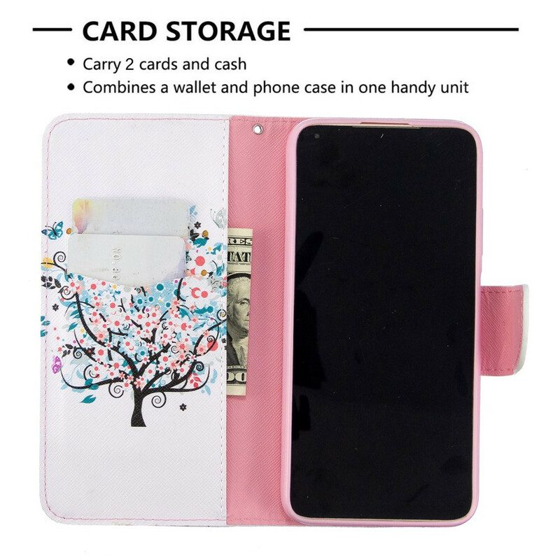 Custodia in pelle Huawei P40 Lite Albero Fiorito