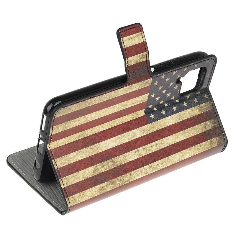 Custodia in pelle Huawei P40 Lite Bandiera Americana