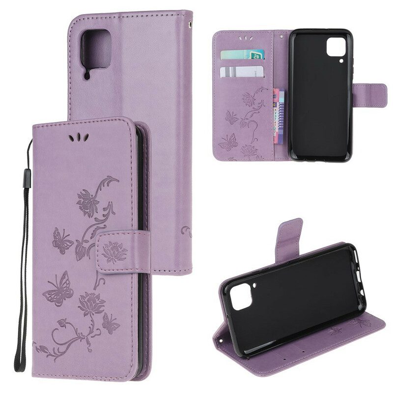 Custodia in pelle Huawei P40 Lite Farfalle Incantate
