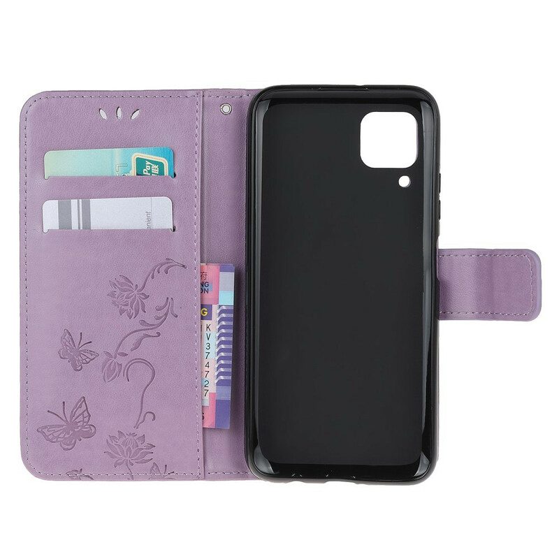 Custodia in pelle Huawei P40 Lite Farfalle Incantate