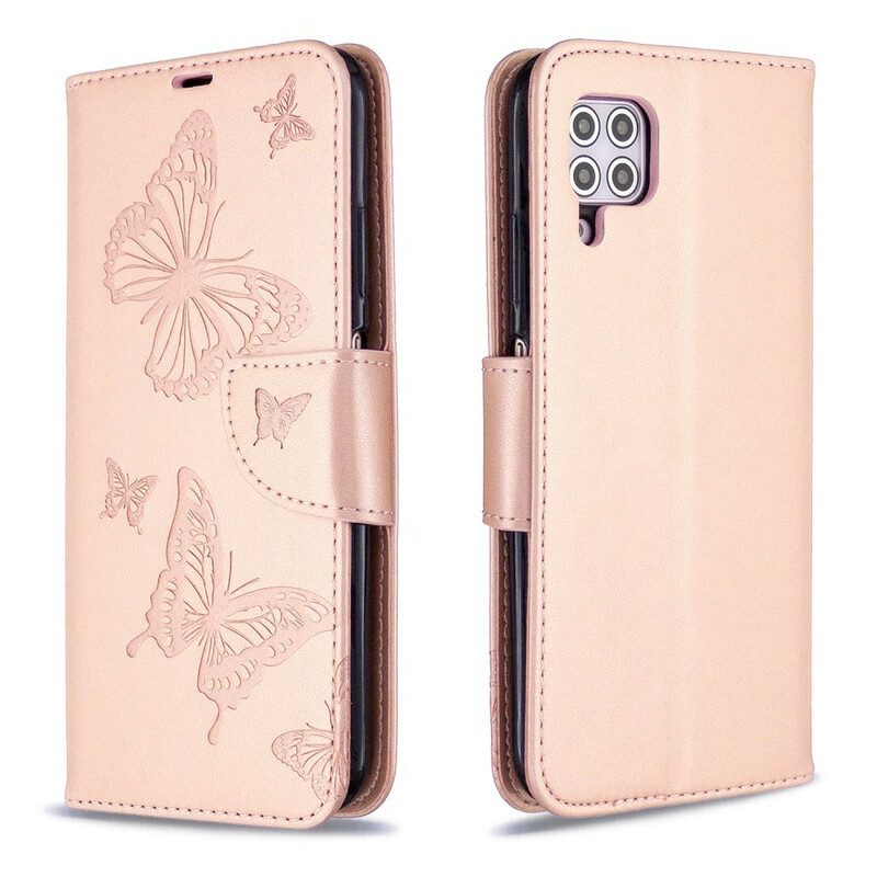 Custodia in pelle Huawei P40 Lite Farfalle Stampate Strappy
