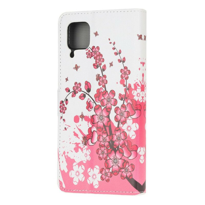 Custodia in pelle Huawei P40 Lite Fiori Tropicali
