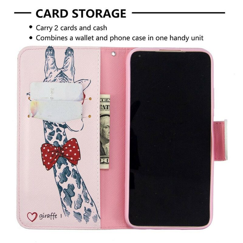 Custodia in pelle Huawei P40 Lite Giraffa Intelligente