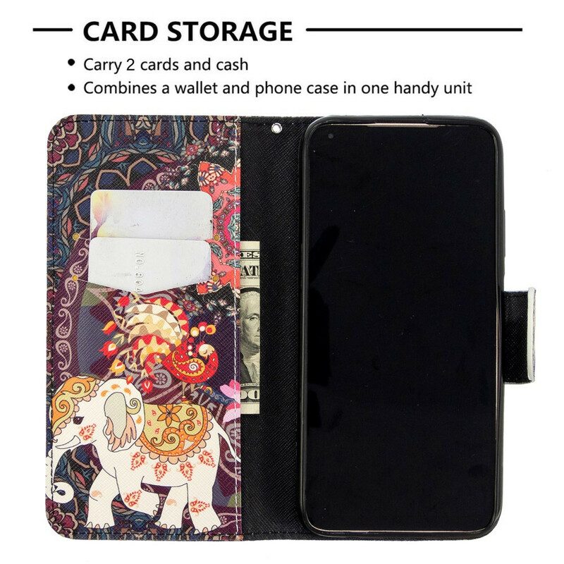 Custodia in pelle Huawei P40 Lite Mandala Di Elefanti Etnici