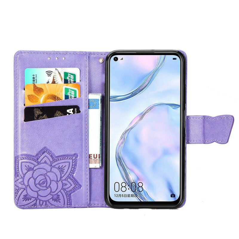 Custodia in pelle Huawei P40 Lite Mezze Farfalle