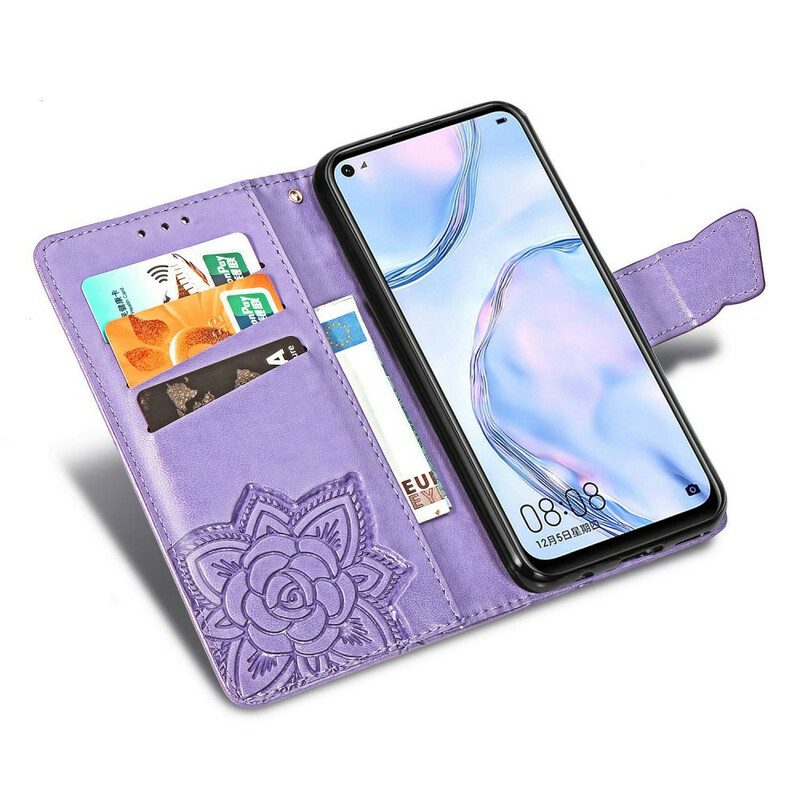 Custodia in pelle Huawei P40 Lite Mezze Farfalle
