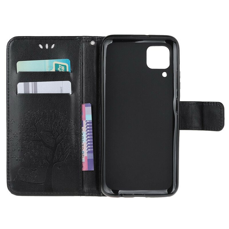 Custodia in pelle Huawei P40 Lite Perizoma Albero E Gufi