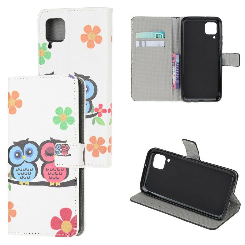 Folio Cover Huawei P40 Lite Coppia Di Gufi
