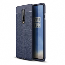 Cover OnePlus 8 Doppia Linea Litchi Effetto Pelle