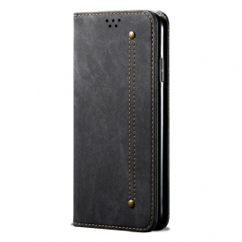 Folio Cover OnePlus 8 Custodia in pelle Trama Di Jeans In Ecopelle