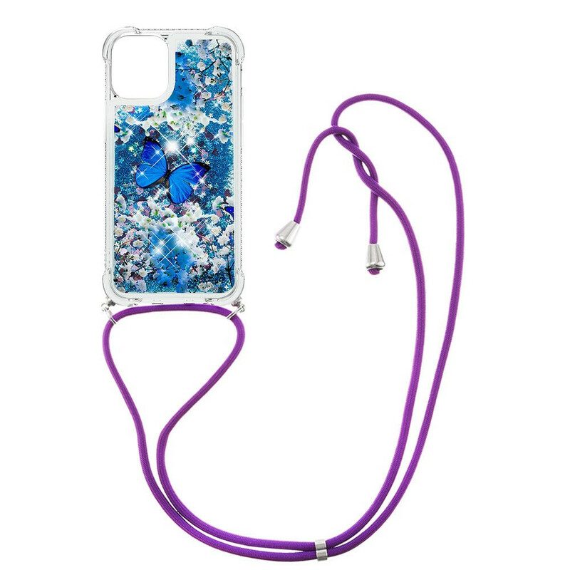 Cover iPhone 13 Pro Farfalle Di Paillettes Con Coulisse