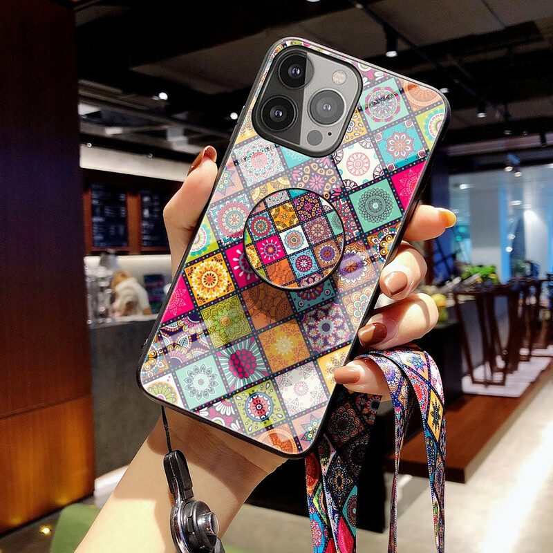 Cover iPhone 13 Pro Supporto Magnetico Patchwork