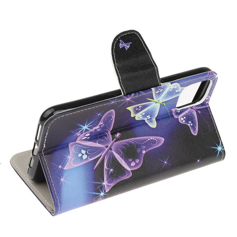 Custodia A Portafoglio iPhone 13 Pro Farfalle Moderne