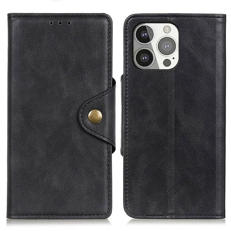 Custodia in pelle iPhone 13 Pro Bottone In Ecopelle