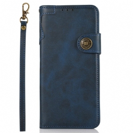 Custodia in pelle iPhone 13 Pro Bottone Magnetico Khazneh