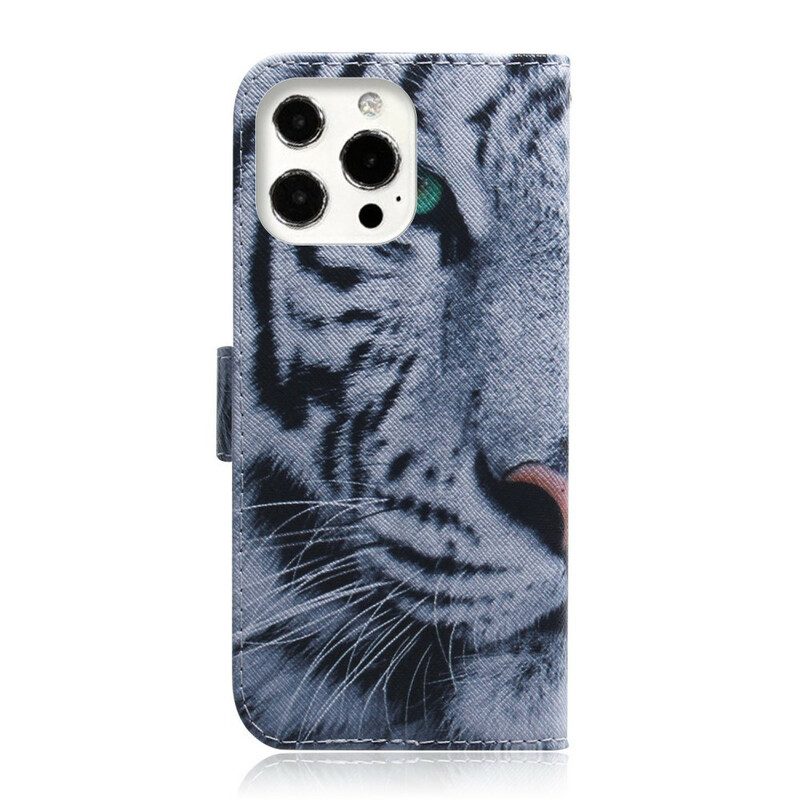 Custodia in pelle iPhone 13 Pro Faccia Da Tigre