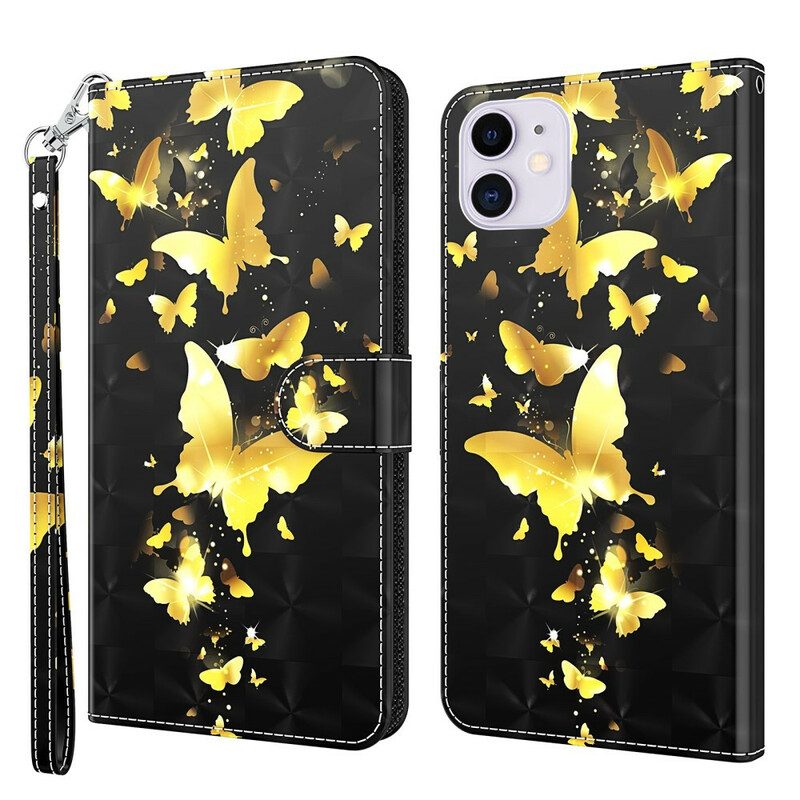 Custodia in pelle iPhone 13 Pro Farfalle