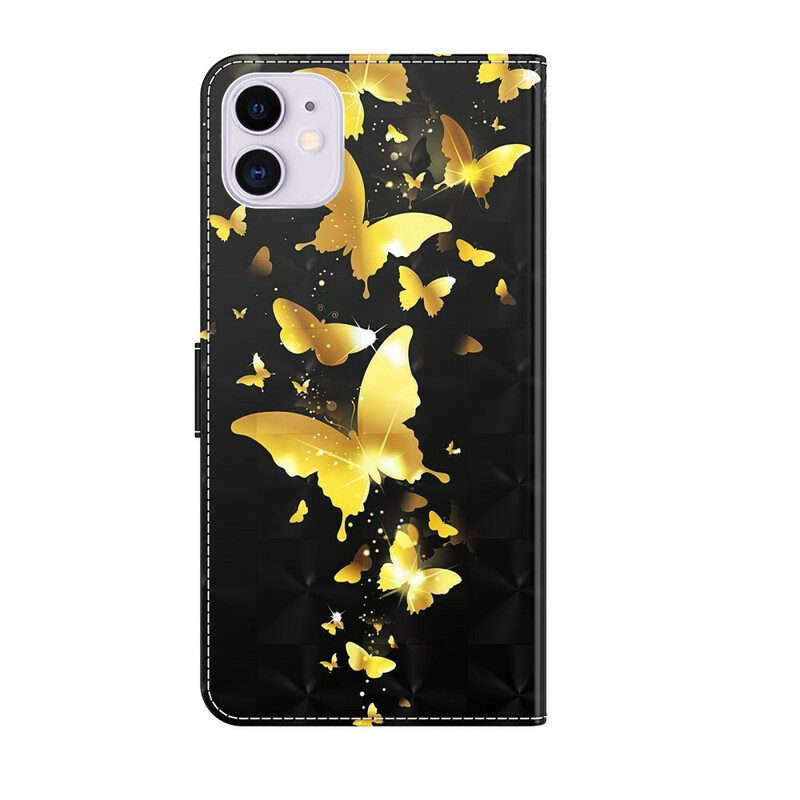 Custodia in pelle iPhone 13 Pro Farfalle