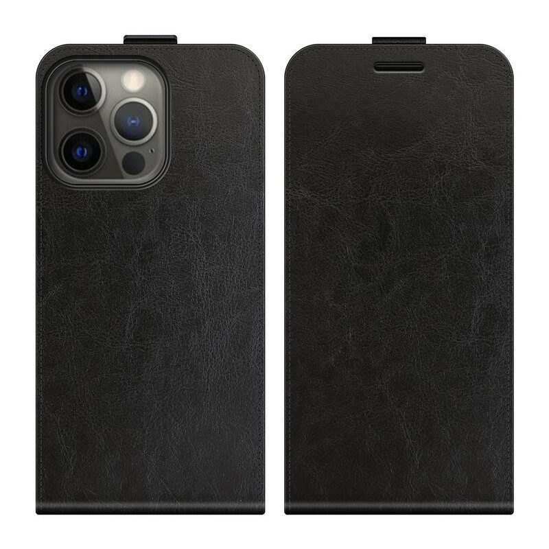 Custodia in pelle iPhone 13 Pro Folio Cover Ribalta Verticale Effetto Pelle