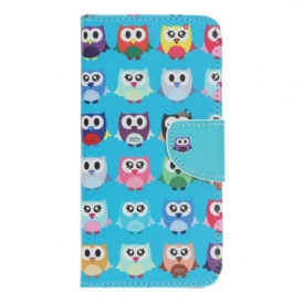 Custodia in pelle iPhone 13 Pro Gufi Multipli