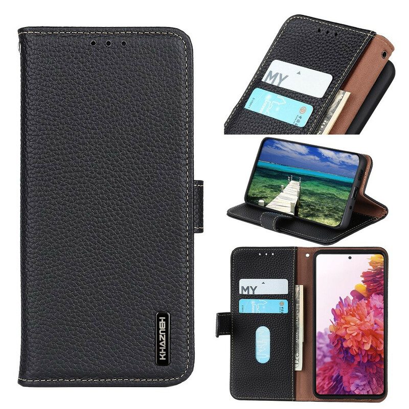 Custodia in pelle iPhone 13 Pro Vera Pelle Di Litchi Khazneh