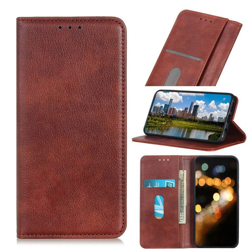 Folio Cover iPhone 13 Pro Custodia in pelle Pelle Crosta Litchi