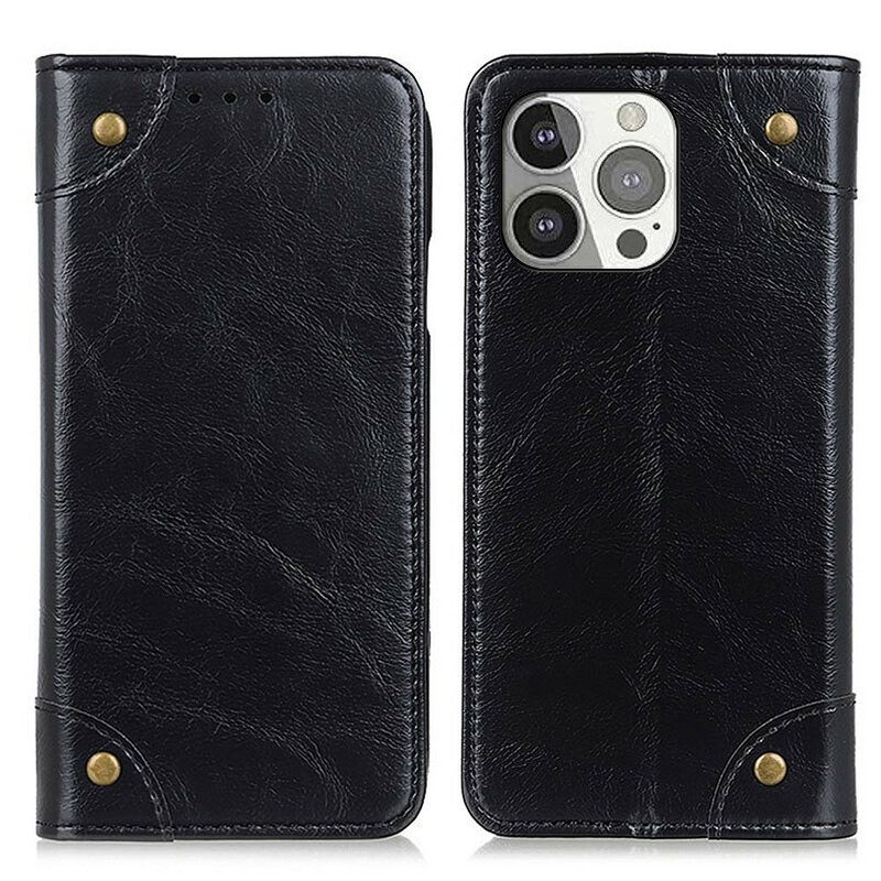 Folio Cover iPhone 13 Pro Custodia in pelle Rivetti D'epoca