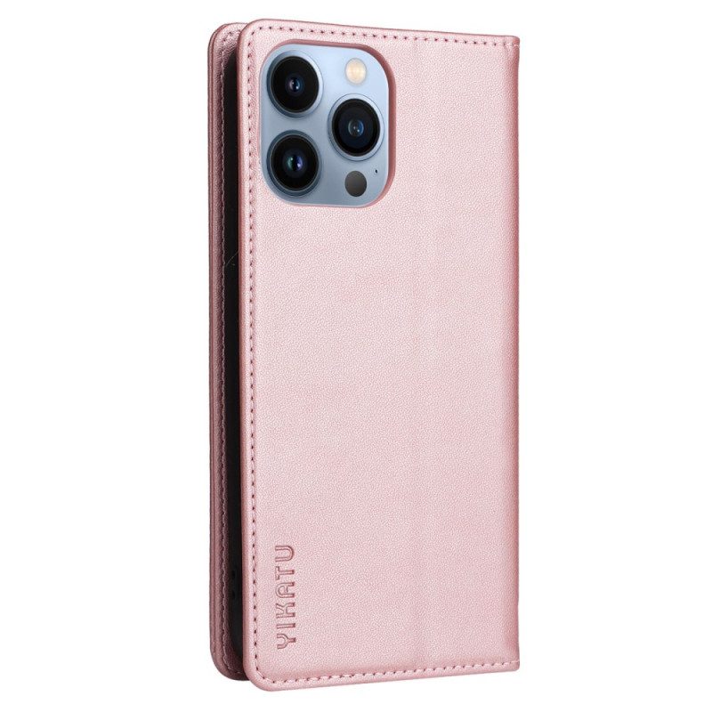 Folio Cover iPhone 13 Pro Custodia in pelle Rivetto In Pelle Yikatu