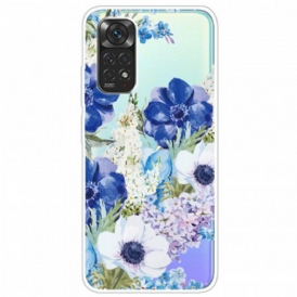 Cover Xiaomi Redmi Note 11 Pro / 11 Pro 5G Fiori Blu Dell'acquerello