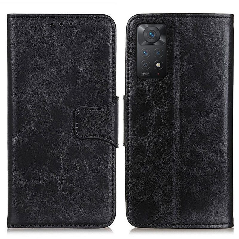 Custodia in pelle Xiaomi Redmi Note 11 Pro / 11 Pro 5G Chiusura Reversibile In Pelle Crosta