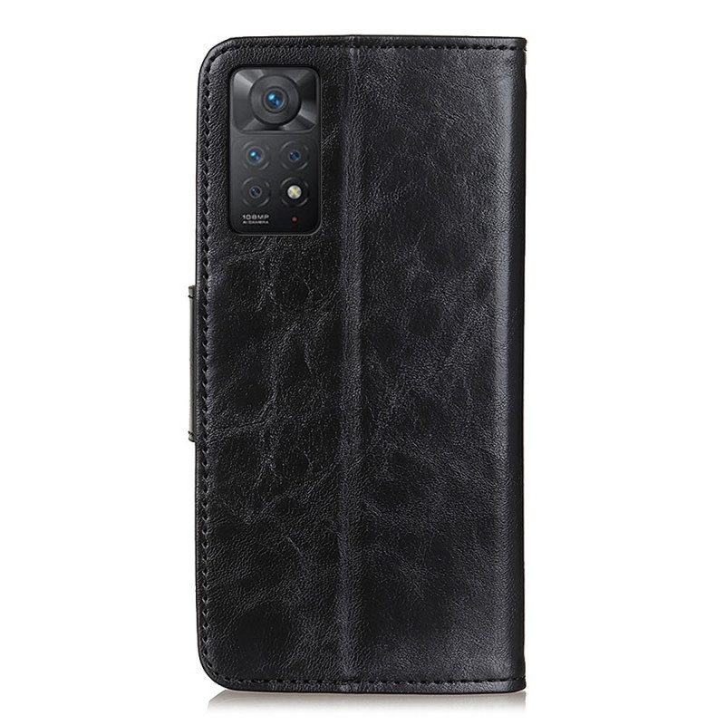 Custodia in pelle Xiaomi Redmi Note 11 Pro / 11 Pro 5G Chiusura Reversibile In Pelle Crosta