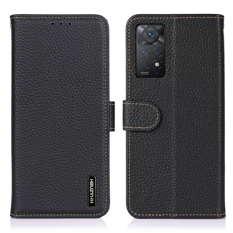 Custodia in pelle Xiaomi Redmi Note 11 Pro / 11 Pro 5G Vera Pelle Di Litchi Khazneh