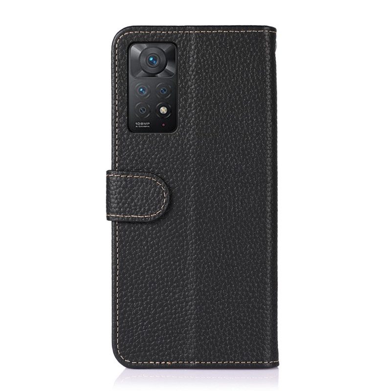 Custodia in pelle Xiaomi Redmi Note 11 Pro / 11 Pro 5G Vera Pelle Di Litchi Khazneh