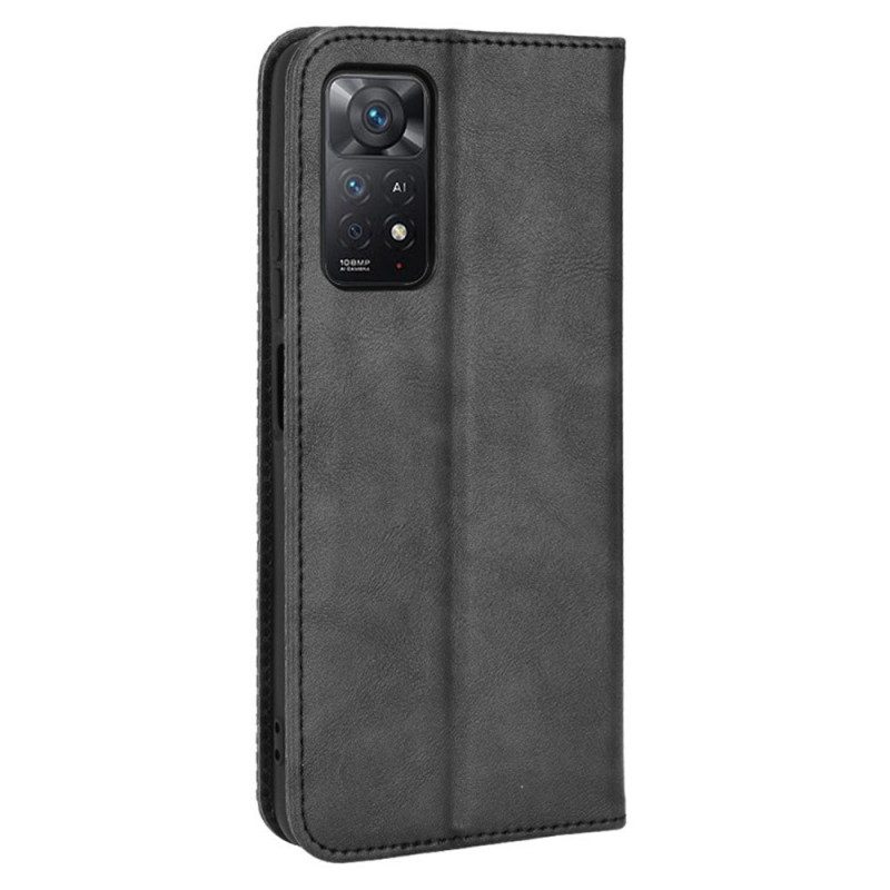 Folio Cover Xiaomi Redmi Note 11 Pro / 11 Pro 5G Custodia in pelle Effetto Pelle Vintage Stilizzato