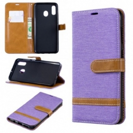 Custodia A Portafoglio Samsung Galaxy A30 Tessuto Ed Effetto Pelle