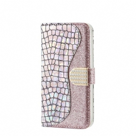 Custodia in pelle Samsung Galaxy A30 Diamanti Coccodrillo