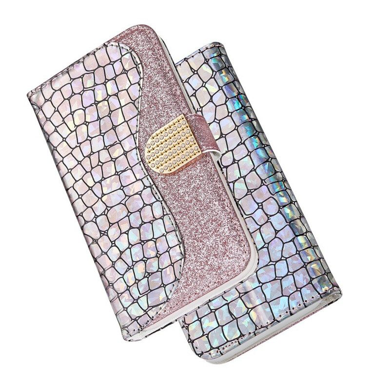 Custodia in pelle Samsung Galaxy A30 Diamanti Coccodrillo