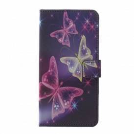 Custodia in pelle Samsung Galaxy A30 Farfalle E Fiori