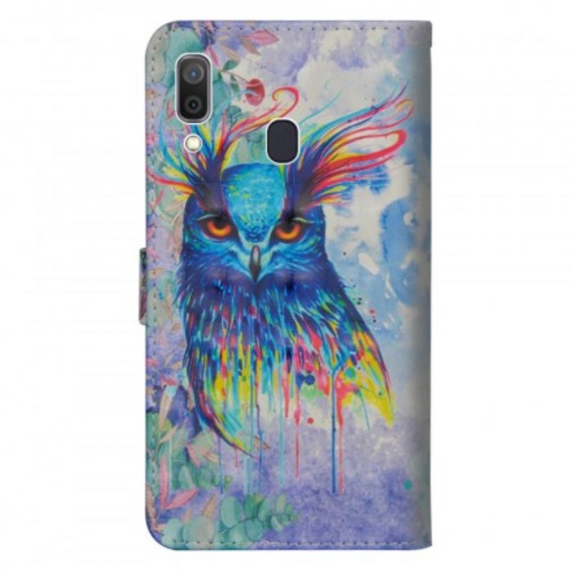 Custodia in pelle Samsung Galaxy A30 Uccello Dell'acquerello