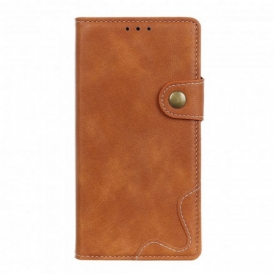 Custodia in pelle Moto G60S Bottone Artistico E Cuciture