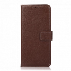 Custodia in pelle Moto G60S Cuciture A Vista Lychee