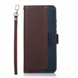 Custodia in pelle Moto G60S Lychee Style Rfid Khazneh